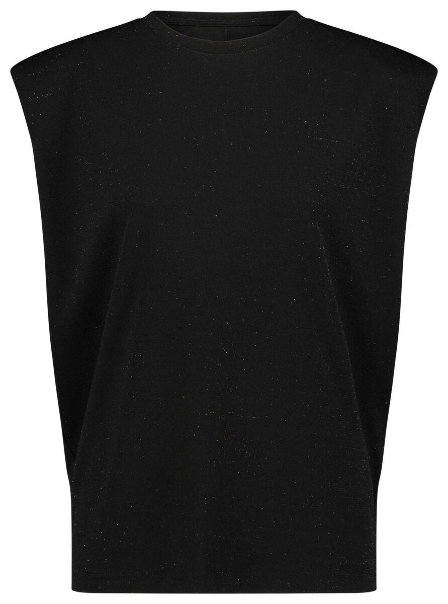 dames t-shirt Lea met glitters zwart - 1000025950 - HEMA