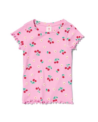 kinder t-shirt met ribbels roze 110/116 - 30836222 - HEMA
