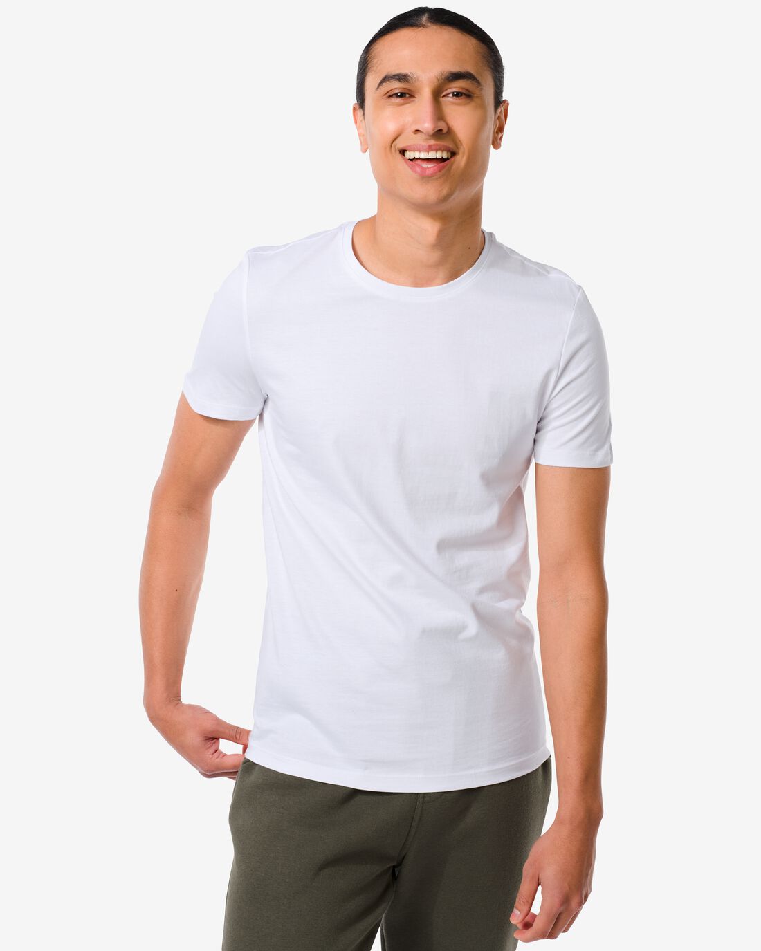 HEMA Heren T-shirt Regular Fit O-hals - 2 Stuks Wit (wit)