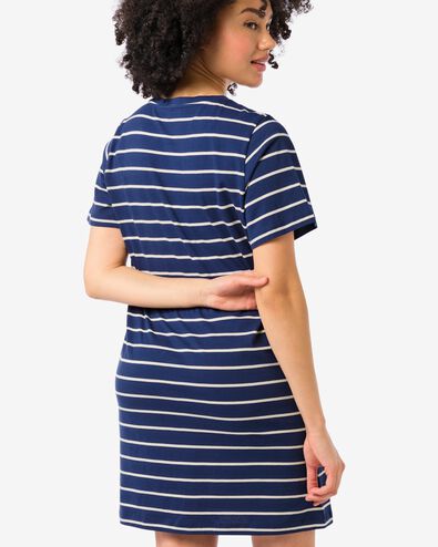 damesnachthemd katoen strepen donkerblauw donkerblauw - 23420225DARKBLUE - HEMA
