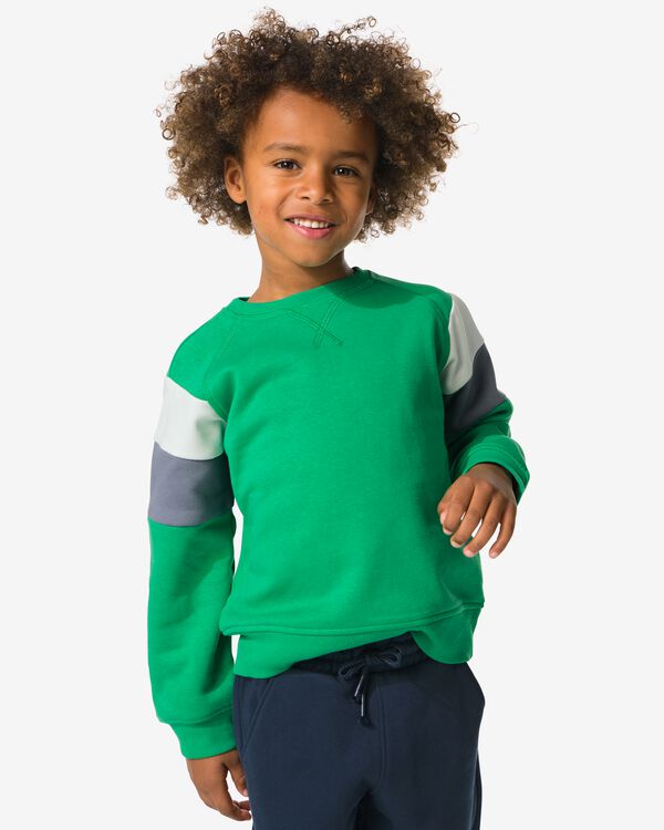 kindersweater kleurblokken groen groen - 30792606GREEN - HEMA