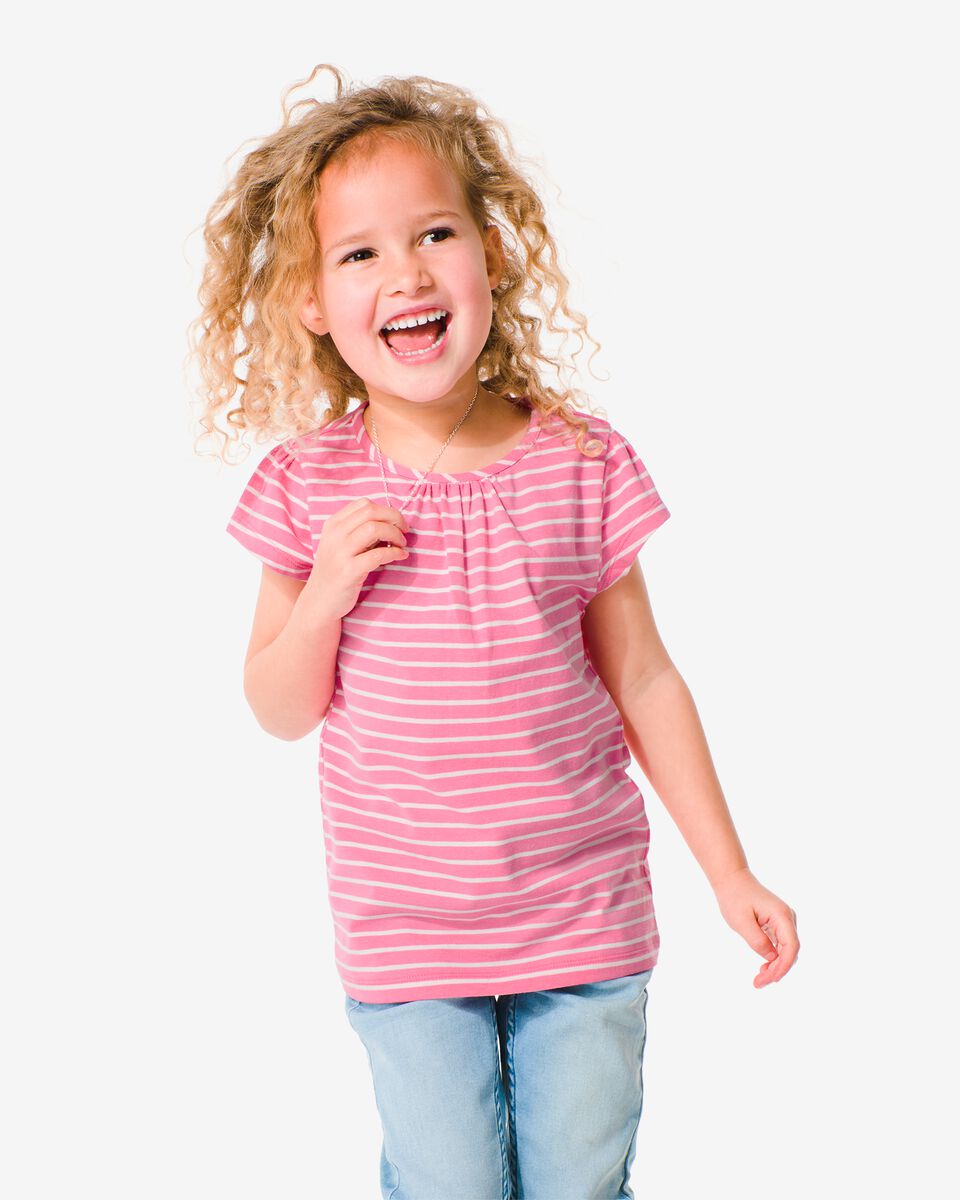 kinder t-shirt met strepen roze 110/116 - 30896966 - HEMA
