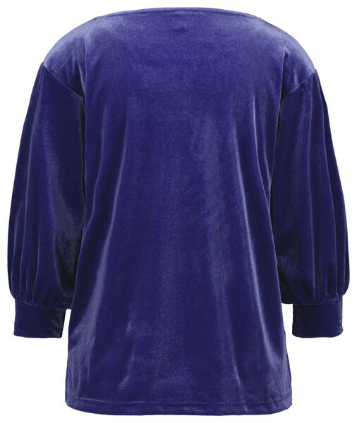 dames t-shirt Lizzy velours blauw blauw - 1000029452 - HEMA