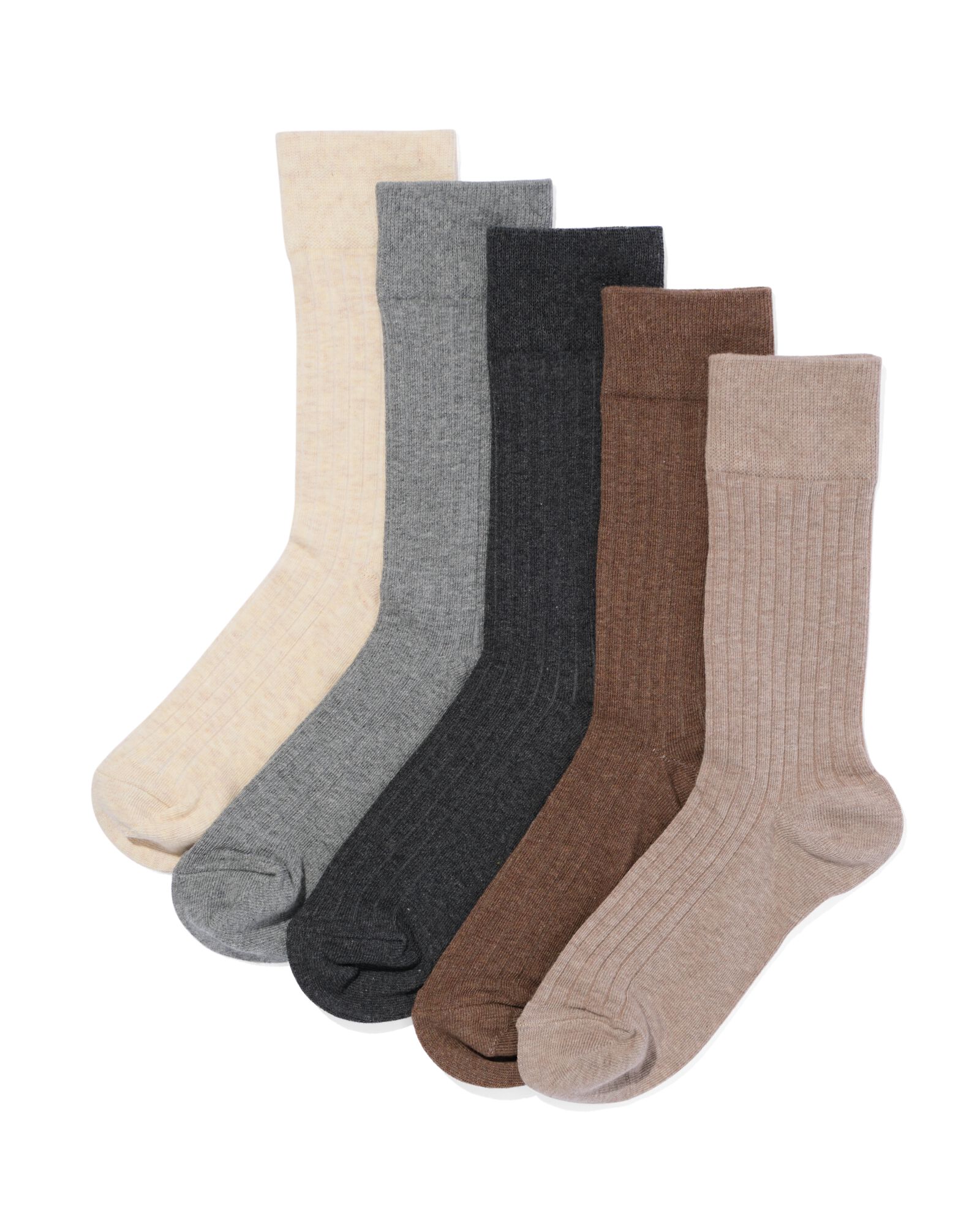 5-pak herensokken melange beige beige - 4100115BEIGE - HEMA