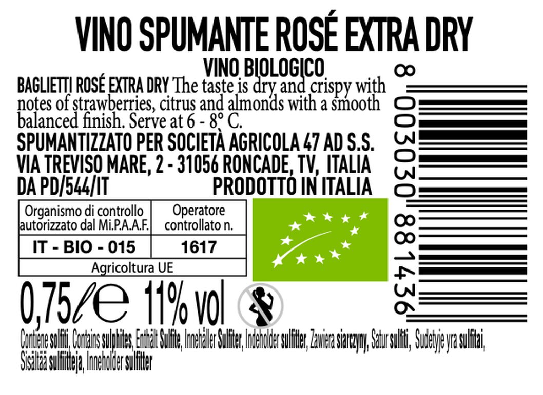 Baglietti Extra Dry Rosé Spumante N°7 biologisch 0.75L - 17390161 - HEMA