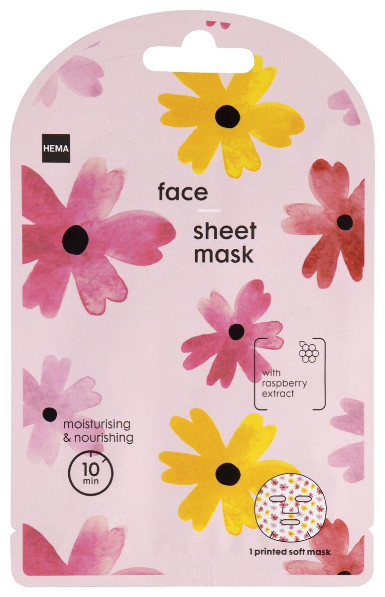 sheet gezichtsmasker met frambozenextract 15ml - 17810030 - HEMA
