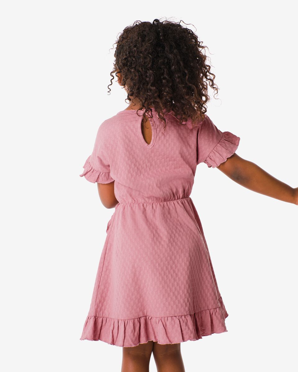kinder jurk met ruffles roze roze - 1000031422 - HEMA