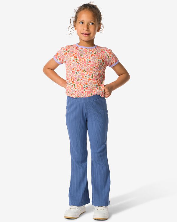 kinderlegging flared fit rib blauw blauw - 30825018BLUE - HEMA