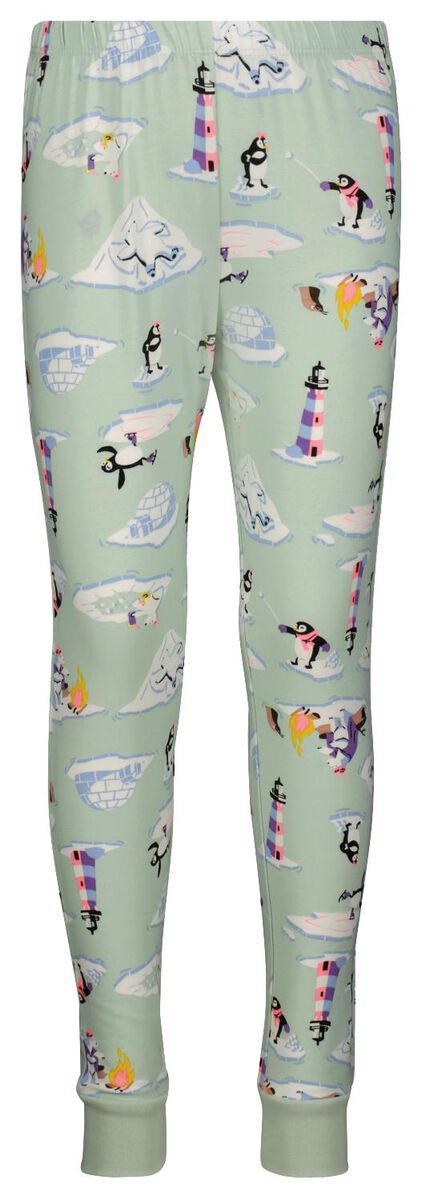 kinder pyjama katoen/stretch pinguïn met poppennachtshirt lichtgroen lichtgroen - 1000028386 - HEMA