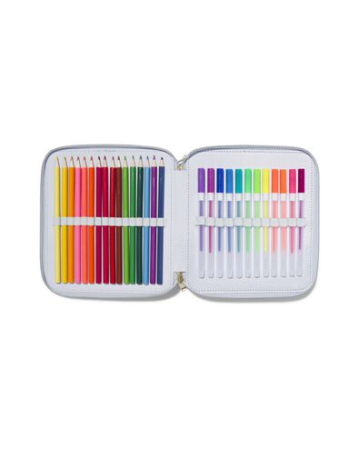 etui gevuld met 52 pennen en stiften 18x20x4.5 - 14490059 - HEMA