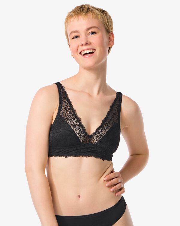 bralette met kant zwart zwart - 21930773BLACK - HEMA
