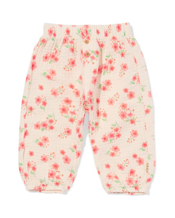 newborn broek mousseline bloemen ecru ecru - 33419720ECRU - HEMA