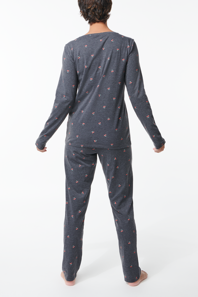 dames pyjama met katoen donkergrijs donkergrijs - 1000029440 - HEMA