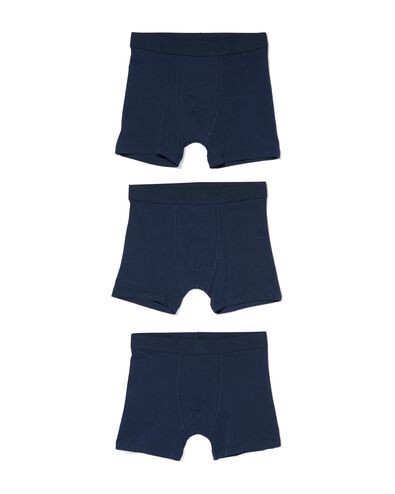 kinder boxers basic stretch katoen - 3 stuks blauw 170/176 - 19200193 - HEMA