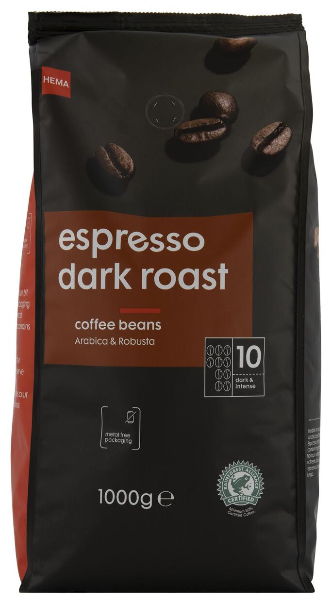 Boekhouder Veilig breken koffiebonen espresso dark roast - 1000 gram - HEMA