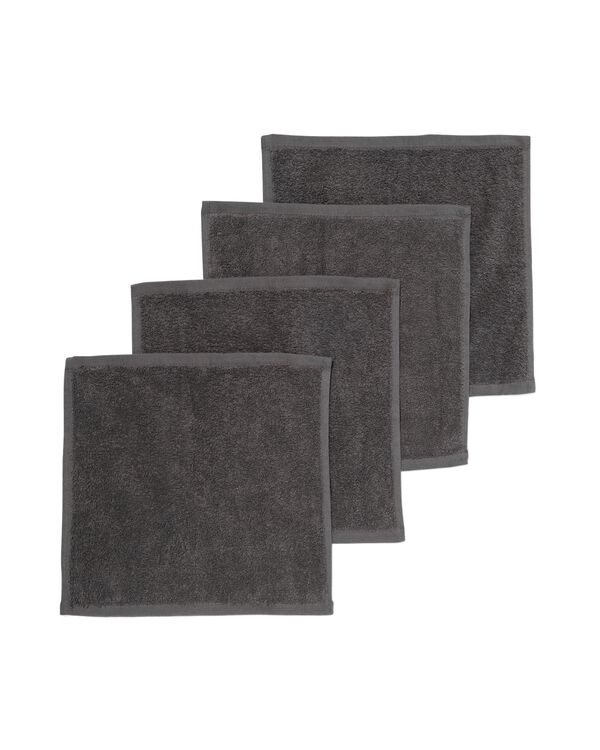 gezichtsdoekjes 30x30 zware kwaliteit grijs - 4 stuks - 5210074 - HEMA