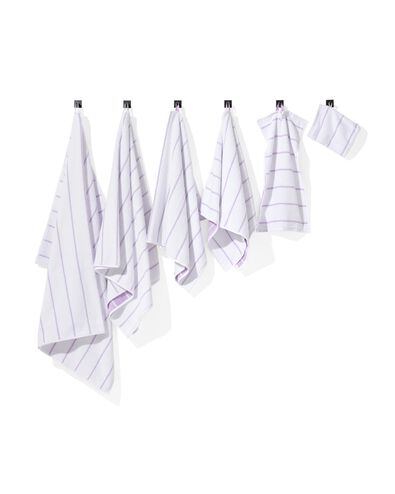 gastendoek 30x55 zware kwaliteit wit met lila streep - 5254707 - HEMA