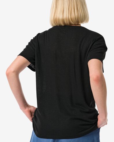 dames t-shirt Evie met linnen zwart zwart - 36263550BLACK - HEMA