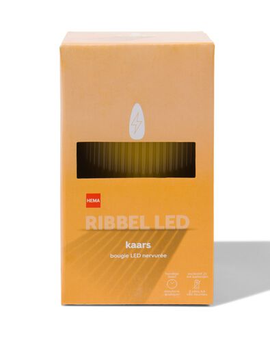 LED ribbel kaars met wax Ø7.5x12.5 okergeel - 13550062 - HEMA