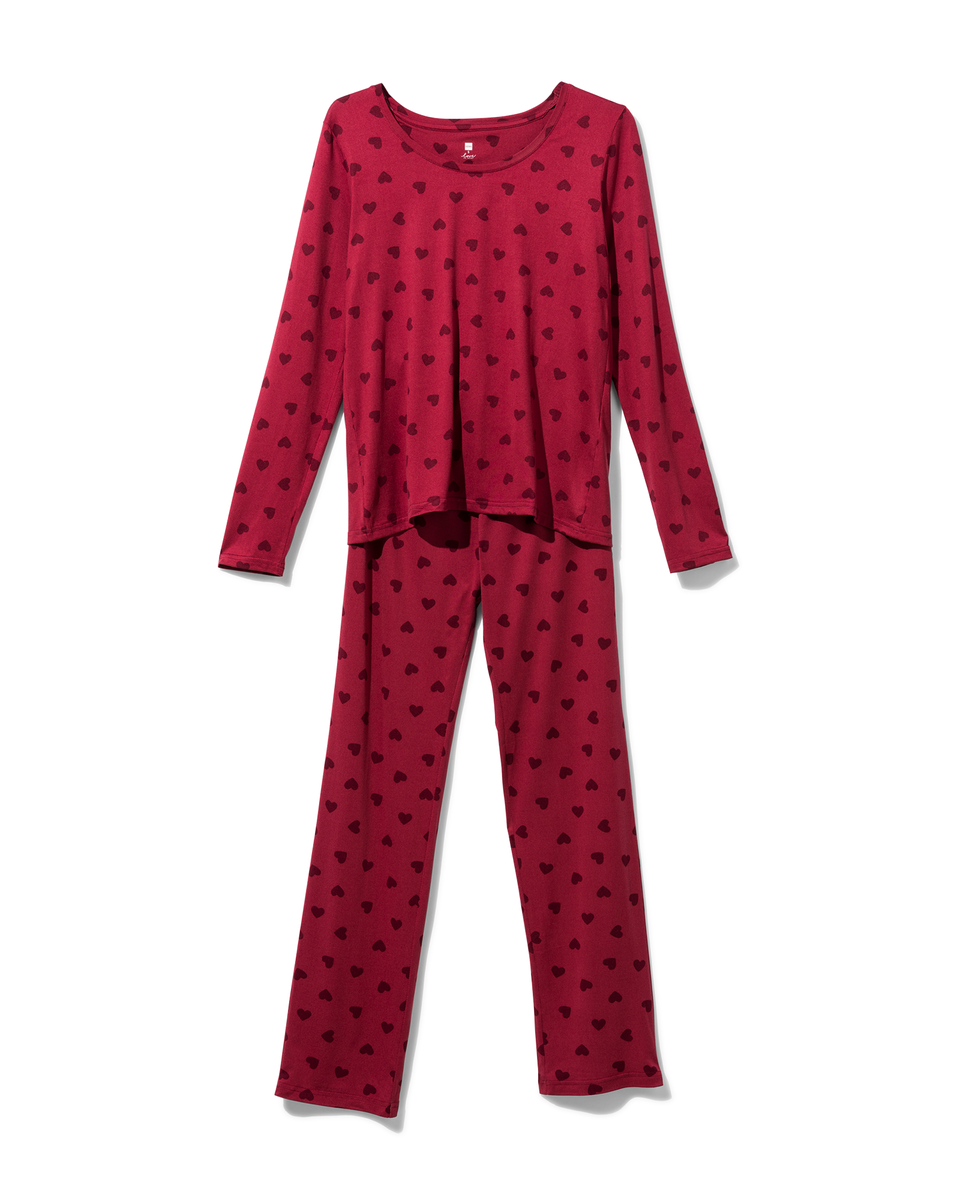 dames pyjama micro rood rood - 1000029441 - HEMA