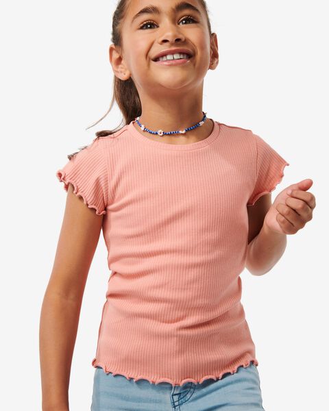 kinder t-shirt met ribbels roze - 1000030013 - HEMA