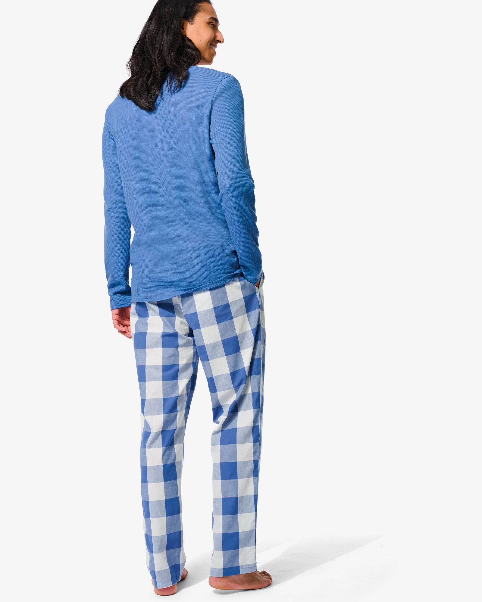 heren pyjama poplin lichtblauw lichtblauw - 1000030659 - HEMA