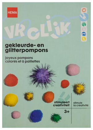 gekleurde- en glitterpompons - 15900100 - HEMA