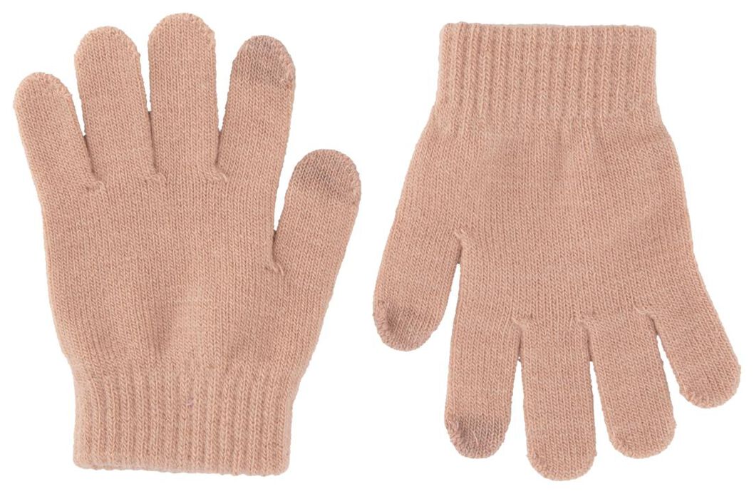 kinder handschoenen met touchscreen gebreid - 2 paar roze roze - 1000028926 - HEMA