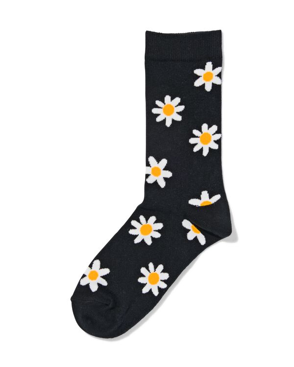 sokken met katoen madeliefjes zwart zwart - 4141105BLACK - HEMA