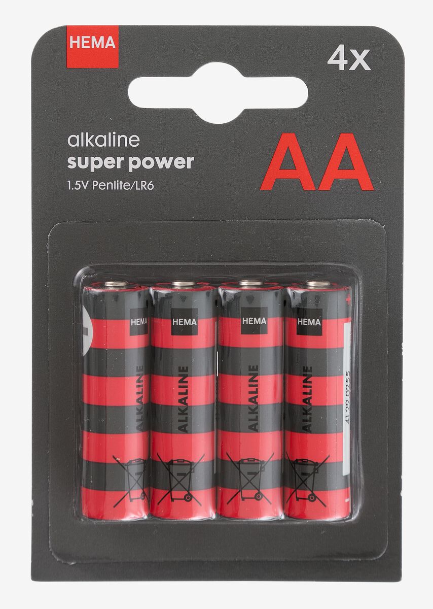 boeket Afspraak Wegrijden AA alkaline super power batterijen - 4 stuks - HEMA