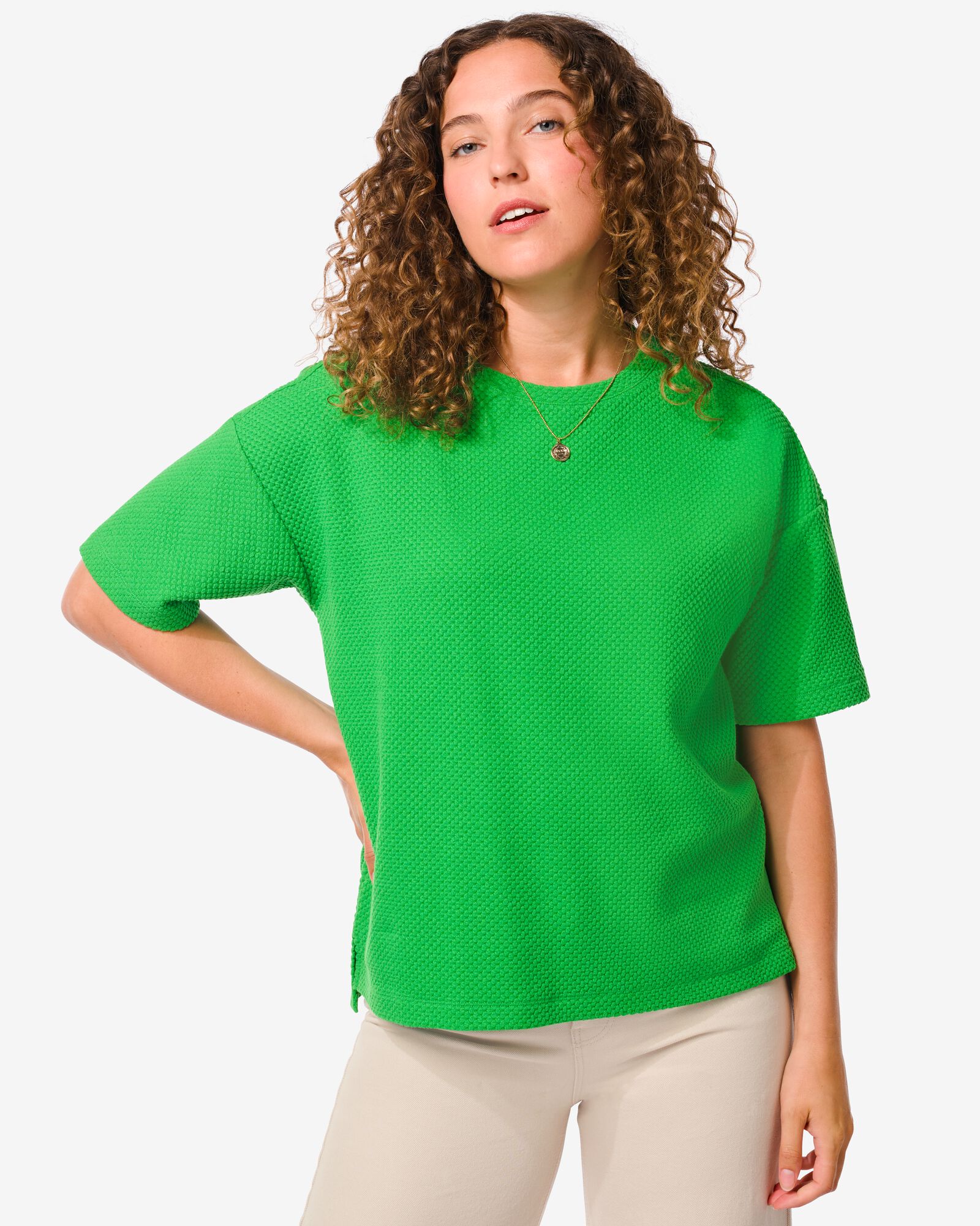 dames t-shirt Cherry groen - 36296815GREEN - HEMA