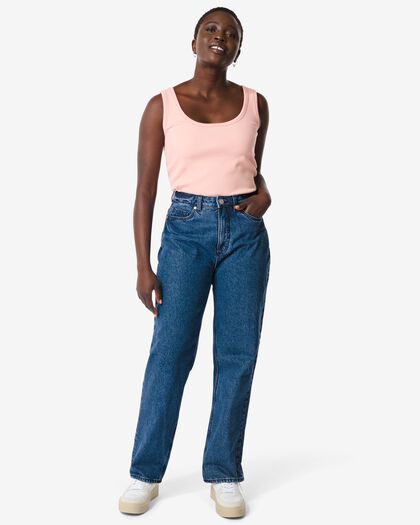 dames jeans straight fit middenblauw middenblauw - 1000030532 - HEMA