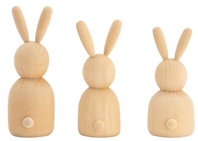 houten konijnen - 3 stuks - 25850031 - HEMA