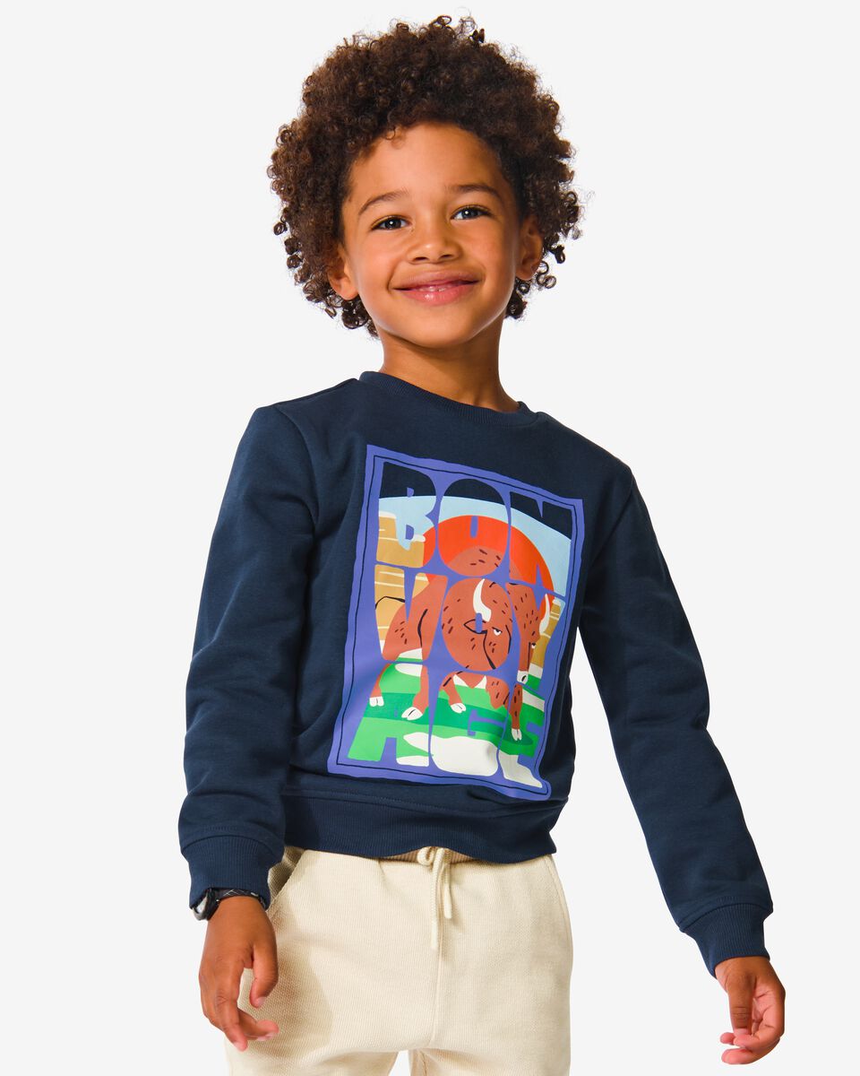 kinder sweater bonvoyage donkerblauw donkerblauw - 1000032186 - HEMA