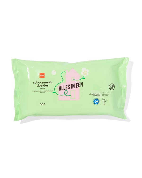 vochtige schoonmaakdoekjes met citrus 20x17 - 35 stuks - 20520058 - HEMA