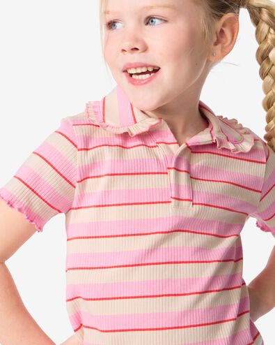 kinder t-shirt met polokraag roze 110/116 - 30853542 - HEMA