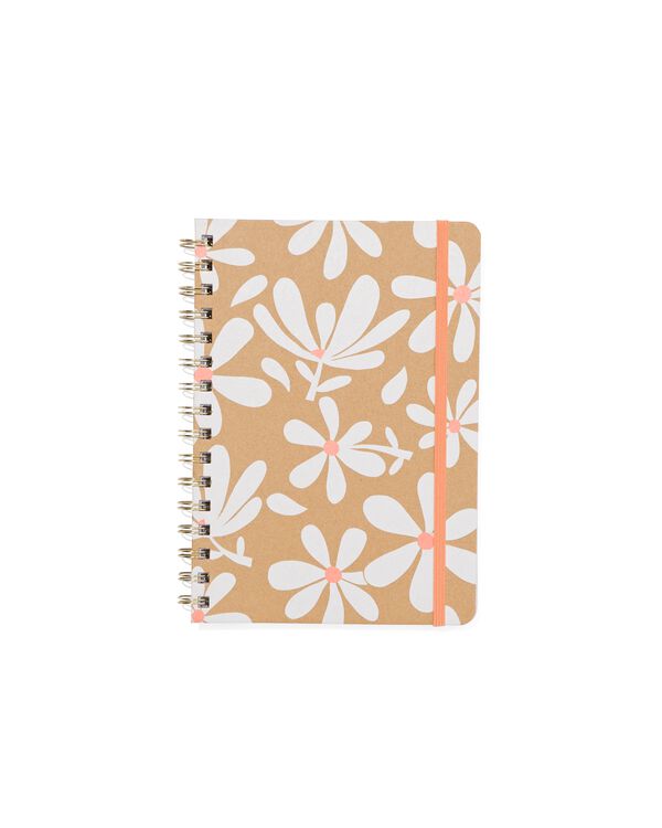notitieboek A5 spiraal karton bloemen - 14106003 - HEMA