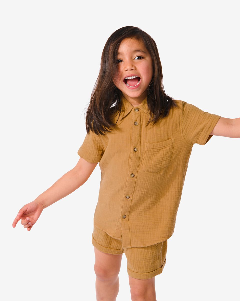 Tientallen temperament liberaal kinder overhemd mousseline bruin - HEMA