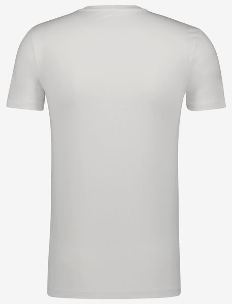 heren t-shirt slim fit diepe v-hals wit XL - 34292744 - HEMA