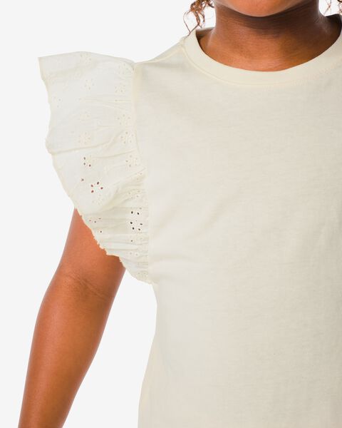 kinder t-shirt met borduur gebroken wit 98/104 - 30805141 - HEMA