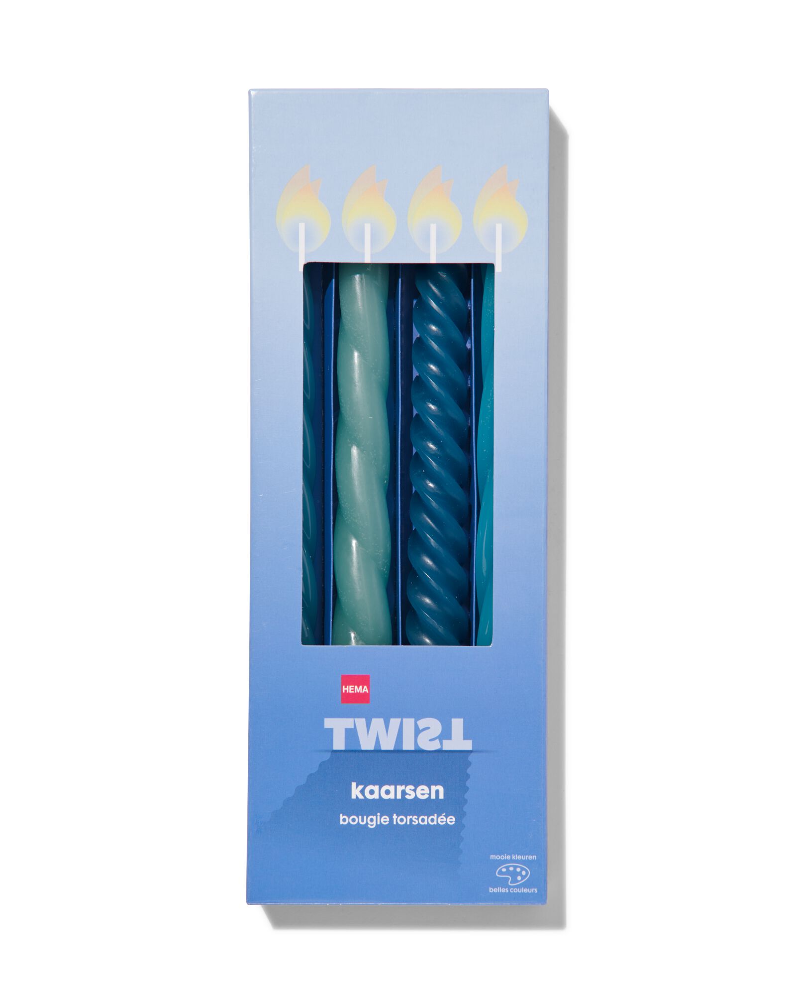 kaarsen met twist Ø2x25 blauw - 4 stuks - 13506029 - HEMA