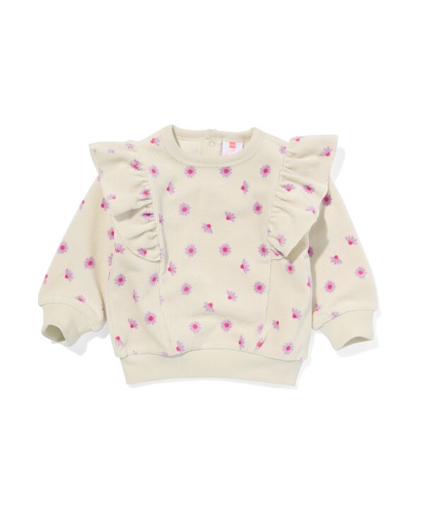 babysweater rib velours met ruffle ecru ecru - 33039050ECRU - HEMA