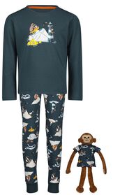kinderpyjama arctic met poppenshortama middenblauw middenblauw - 1000028387 - HEMA