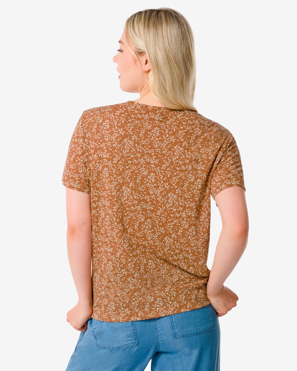 dames t-shirt Annie met linnen bruin bruin - 1000031351 - HEMA