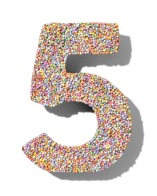 chocolade feestcijfer 5 met discodip - 10360006 - HEMA