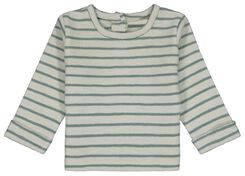 newborn t-shirt biologisch katoen met strepen groen groen - 1000028731 - HEMA