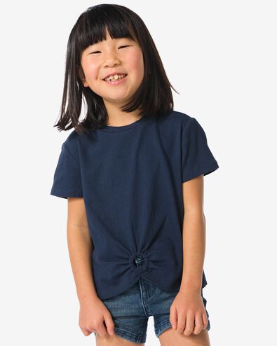 kinder t-shirt met ring donkerblauw 134/140 - 30841164 - HEMA