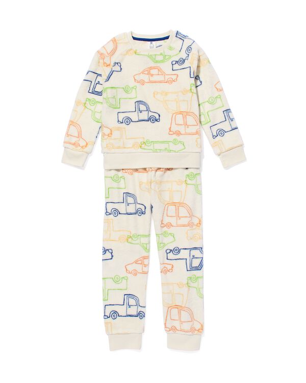 kinder pyjama fleece auto gebroken wit gebroken wit - 23050840OFFWHITE - HEMA