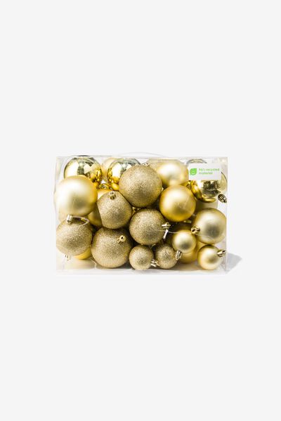 kerstballen gerecycled plastic goud - 44 stuks - 25100880 - HEMA