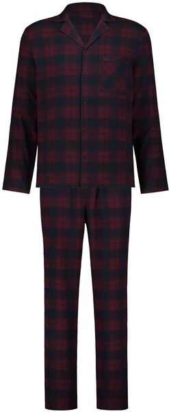 heren pyjama flanel donkerrood donkerrood - 1000029296 - HEMA